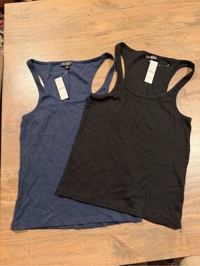 J. Crew Ribbed Racerback Tank Tops in Black and Navy